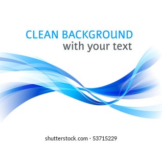 Vector horizontal abstract blue wave clean background