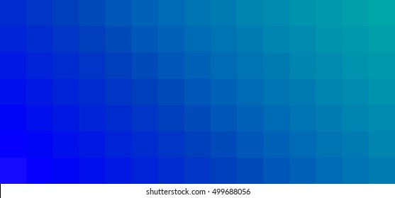 Vector horizontal abstract gradation pixel background. EPS 8. Blur square fond. blue, cyan and turquoise color. Diagonal gradient.