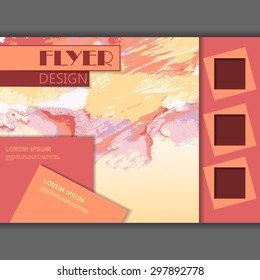 Vector horizontal abstract watercolor style flyer design, business poster