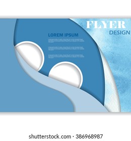 Vector horizontal abstract watercolor style flyer design, business poster