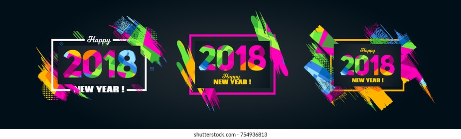 Vector horizontal background frame geometrical floral pattern for hipsters. Merry Christmas and Happy New Year 2018 design elements for design of gift cards, brochures, flyers, leaflets, posters.