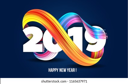 Vector horizontal background frame for text Modern Art graphics for hipsters. Happy New Year 2019 design elements for design of gift cards, brochures, flyers, leaflets, posters.