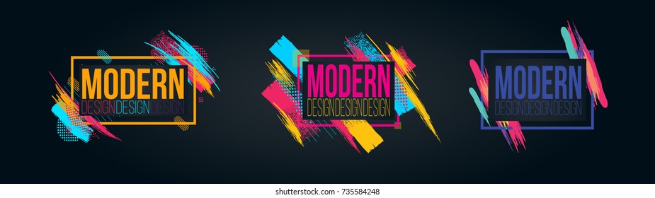 Vector horizontal background frame for text Modern Art graphics for hipsters. dynamic frame stylish geometric black background. element for design invitations, gift cards, flyers and brochures