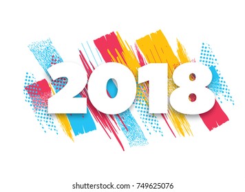 Vector horizontal background frame for text Modern Art graphics for hipsters. Happy New Year 2018 design elements for design of gift cards, brochures, flyers, leaflets, posters.