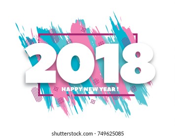 Vector horizontal background frame for text Modern Art graphics for hipsters. Happy New Year 2018 design elements for design of gift cards, brochures, flyers, leaflets, posters.