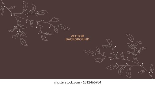 Vector horizontal background in minimal style with doodle brunch and space for text.