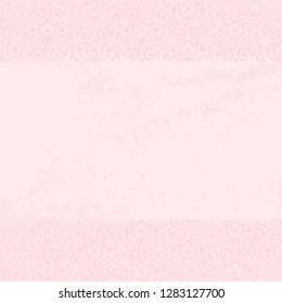 Vector horizontal background with seamless floral ornament in light blush pink colors, for greetings, invitations, announcements, posters, banners for wedding, anniversary, birthday, valentine, easter