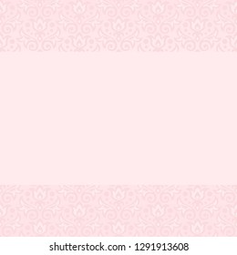 Vector horizontal background with seamless floral ornament in light blush pink colors for greetings, invitations, announcements, posters, banners for wedding, anniversary, birthday, valentine, easter