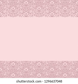 Vector horizontal background with seamless floral ornament in taupe and mauve colors, great for greeting, invitation, announcement, poster, banner for wedding, anniversary, birthday, valentine, easter