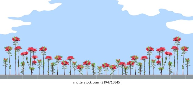 [Vector] The Horizontal Banner Background of Azalea Flower Beds
