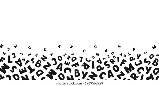 Vector horizontal banner with black english letters fly on white background with place for text. Modern hand drawn design illustration	