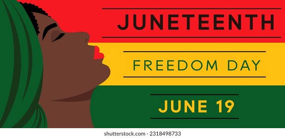 Vector horizontal banner for June Freedom Day. Illustration, postcard, poster to commemorate the liberation of enslaved African Americans