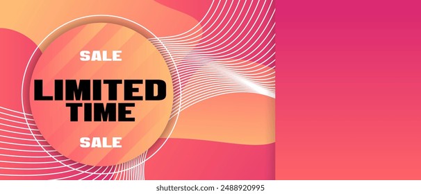 Vector horizontal banner with modern gradient elements for sale. Trending geometric banner for limited time sale. Promo banner for social networks, websites, applications. Back with place for text.