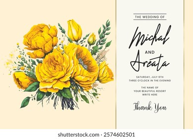 Vector horizontal banners greenery wedding invitation design with floral and watercolor. Can be used as greeting card, wedding invitation