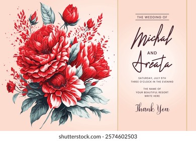 Vector horizontal banners greenery wedding invitation design with floral and watercolor. Can be used as greeting card, wedding invitation