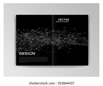 Vector horizontal black template of brochure with black abstract elements