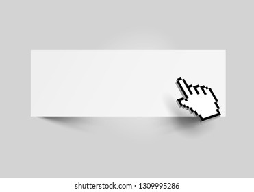 Vector horizontal blank white banner with hand web pointer on transparent background. Template for web site with text, buttons or other elements. - Powered by Shutterstock - Get 15% off with code: PIKWIZARD15