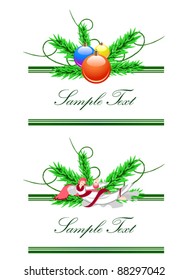 Vector horizontal borders from angel and christmas balls