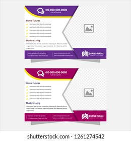 Vector horizontal brochure, flyer, banner, magazine cover & poster template. purple and red color