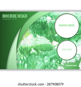 Vector horizontal business brochure for design with watercolor background