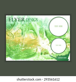 Vector horizontal business brochure for design with watercolor background