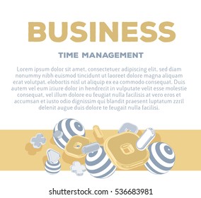 Vector horizontal business template with golden and silver 3d elements on white background with title, text and slogan. Creative concept business design for web, site, network, print document 