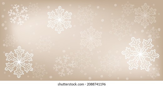 Vector of horizontal Christms and New Year background with snowfall.Winter pattern with decorative snowflakes.Isolated elements for card,banner,website