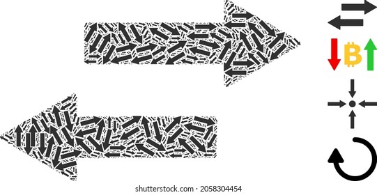 Vector horizontal exchange arrows fractal is done of randomized fractal horizontal exchange arrows icons. Fractal mosaic for horizontal exchange arrows.