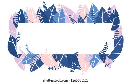Vector horizontal flat tropical leaves banner on white background