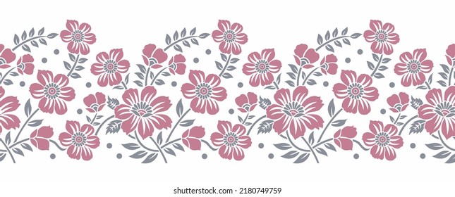 Vector horizontal floral border design