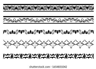 Vector Horizontal Floral Border for your element Design, Isolated On White 
