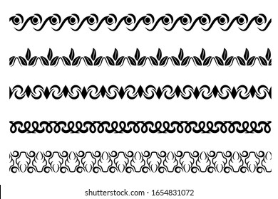 Vector Horizontal Floral Border for your element Design, Isolated On White 
