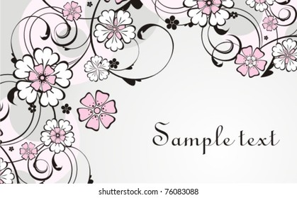 Vector horizontal floral card