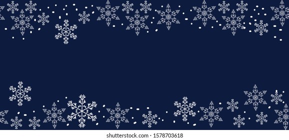 Vector of horizontal frame with snowflakes.Seamless pattern.Christmas,New year design for card,banner,website