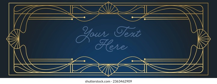 Vector horizontal frame in vintage art deco style