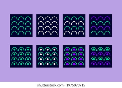 Vector horizontal geometric pattern or background set with two colored  
circles and stroke 