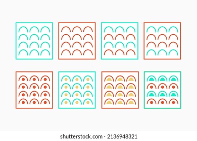 Vector horizontal geometric pattern or background set with colorful  
circles and stroke 