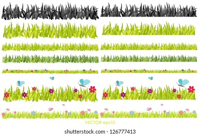 Vector horizontal grass headers