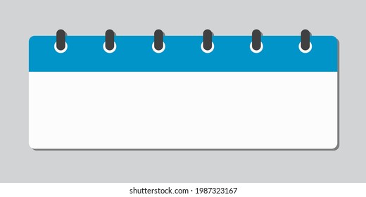 Día del calendario del icono horizontal del vector. Espacio vacío para el estilo plano de ilustración vectorial. Fecha día del mes Domingo, Lunes, Martes, Miércoles, Jueves, Viernes, Sábado.