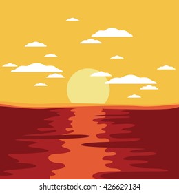 Vector Horizontal Illustration Sunset Beautiful Sunrise Stock Vector ...