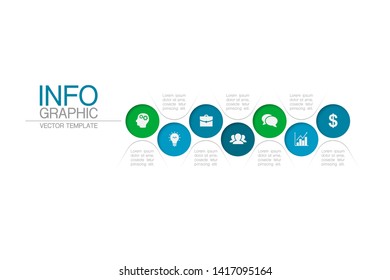 Vector horizontal infographic diagram, template for business, presentations, web design, 7 options.