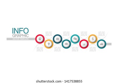 Vector horizontal infographic diagram, template for business, presentations, web design, 8 options.
