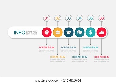 Vector horizontal infographic diagram, template for business, presentations, web design, 6 options.