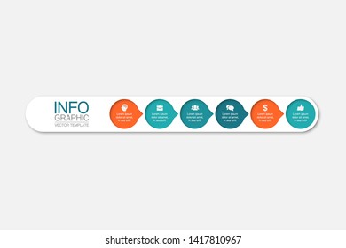 Vector horizontal infographic diagram, template for business, presentations, web design, 6 options.