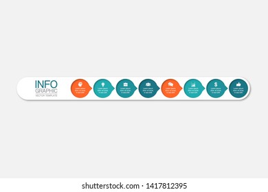 Vector horizontal infographic diagram, template for business, presentations, web design, 8 options.