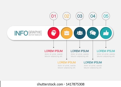 Vector horizontal infographic diagram, template for business, presentations, web design, 5 options.