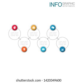Vector horizontal infographic diagram, template for business, presentations, web design, 6 options.