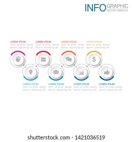 Vector horizontal infographic diagram, template for business, presentations, web design, 8 options.