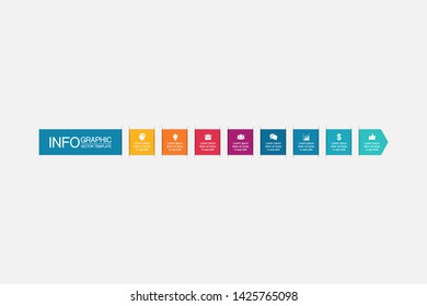 Vector horizontal infographic diagram, template for business, presentations, web design, 8 options.