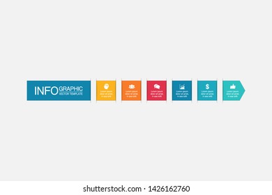 Vector horizontal infographic diagram, template for business, presentations, web design, 6 options.